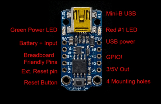 Arduino Mini Micro-Controllore Arduino Adafruit Trinket 3.3V Logica Atmel ATtiny85 
